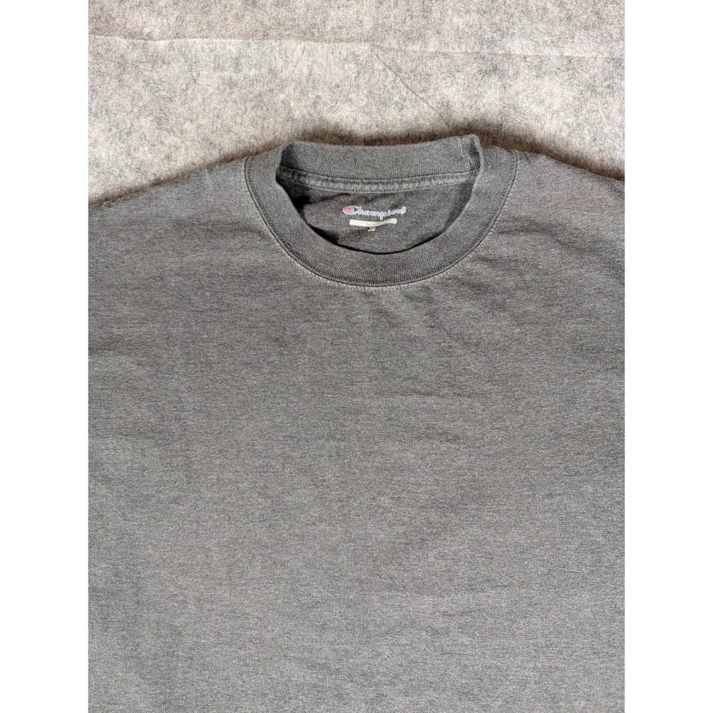 Champion Men's Charcoal Heather T-Shirt Classic Crew Neck Short Sleeve Basic Tee - Picture 4 of 7